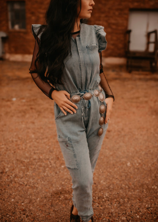 Denim Inspired Scrub Jumpsuit