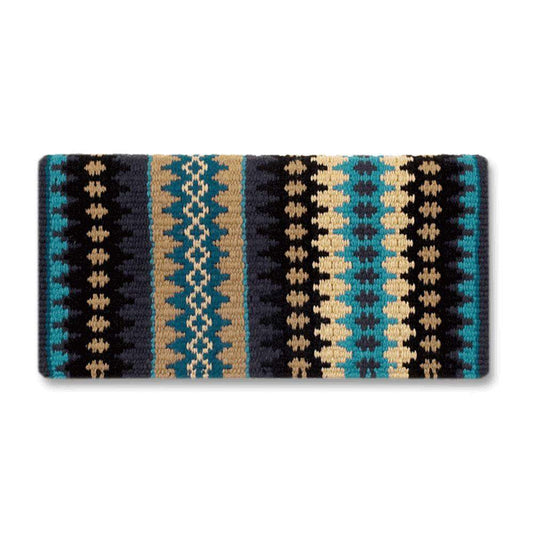 Mayatex 1455-14 38x34 New Nova Wool Blanket NAVY TAN TURQ