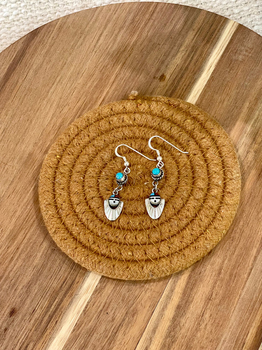 Handcrafted Sterling Silver & Multi Stone Sunface Dangle Earrings