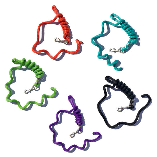 5/8" x 9' Poly Lead Rope, Nickel Plated Bolt Snap, Solid Colors
