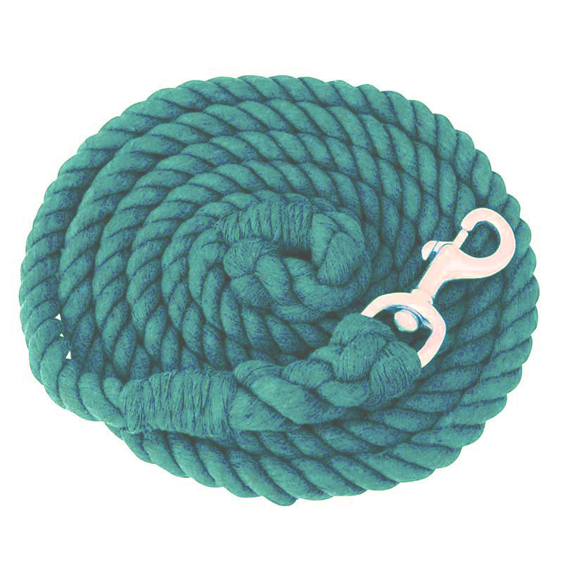 Cotton Lead Rope 3/4" x 10', Brass Plated Bolt Snap
