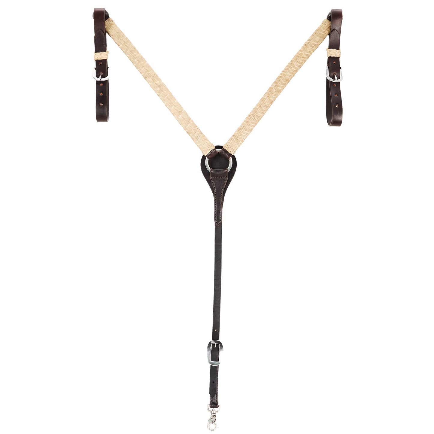 Braided Natural Rawhide 1in Straight Breast Collar