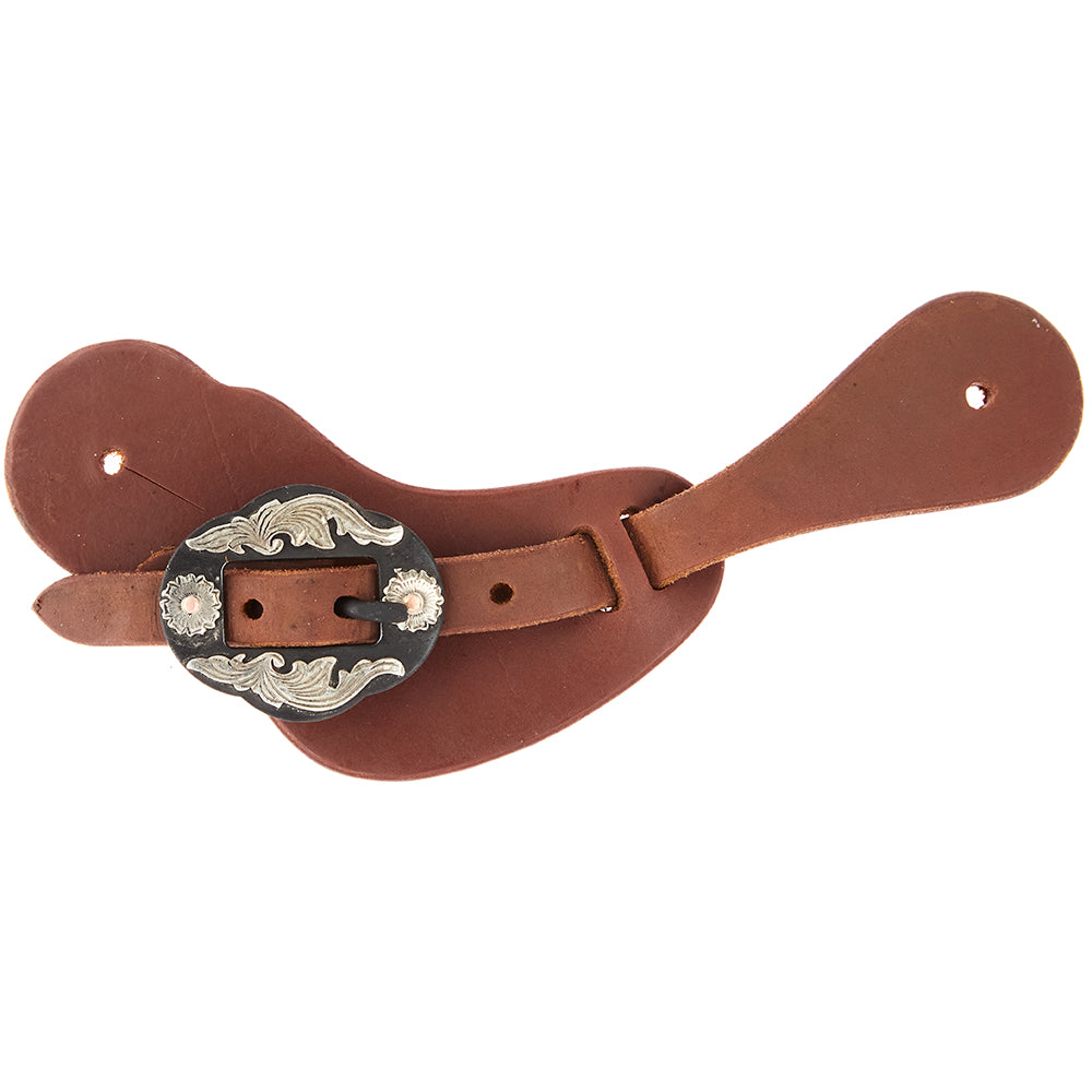 Ladies Youth Heavy Oiled Cowboy Spur Straps With Double Flower Buckles