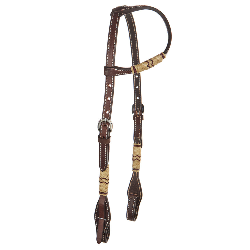 Chocolate Natural Rawhide Quick Change Single Ear Headstall