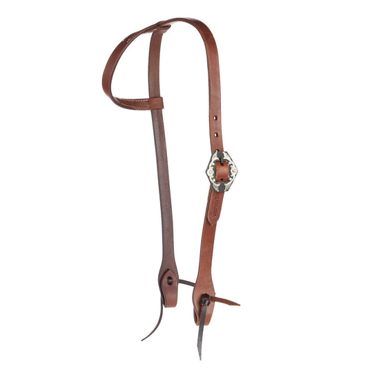 Heavy Oil Harness Leather Floral Diamond Single Buckle Single Ear Headstall