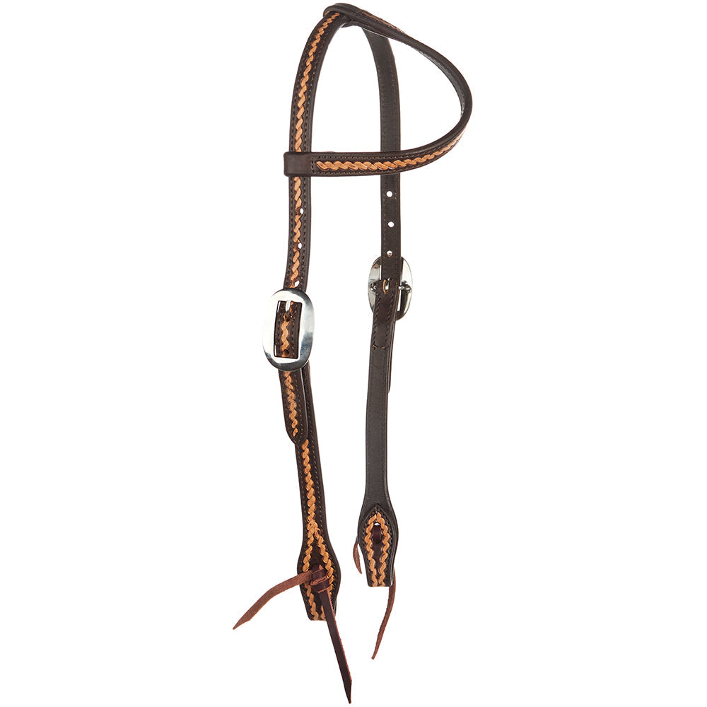 Medium Oil Rope Tooled 5 8 Single Ear Headstall