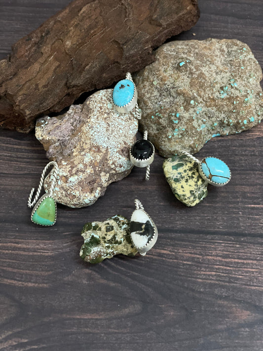 Handmade Sterling Silver Multi Stone Hat Pin Signed Nizhoni