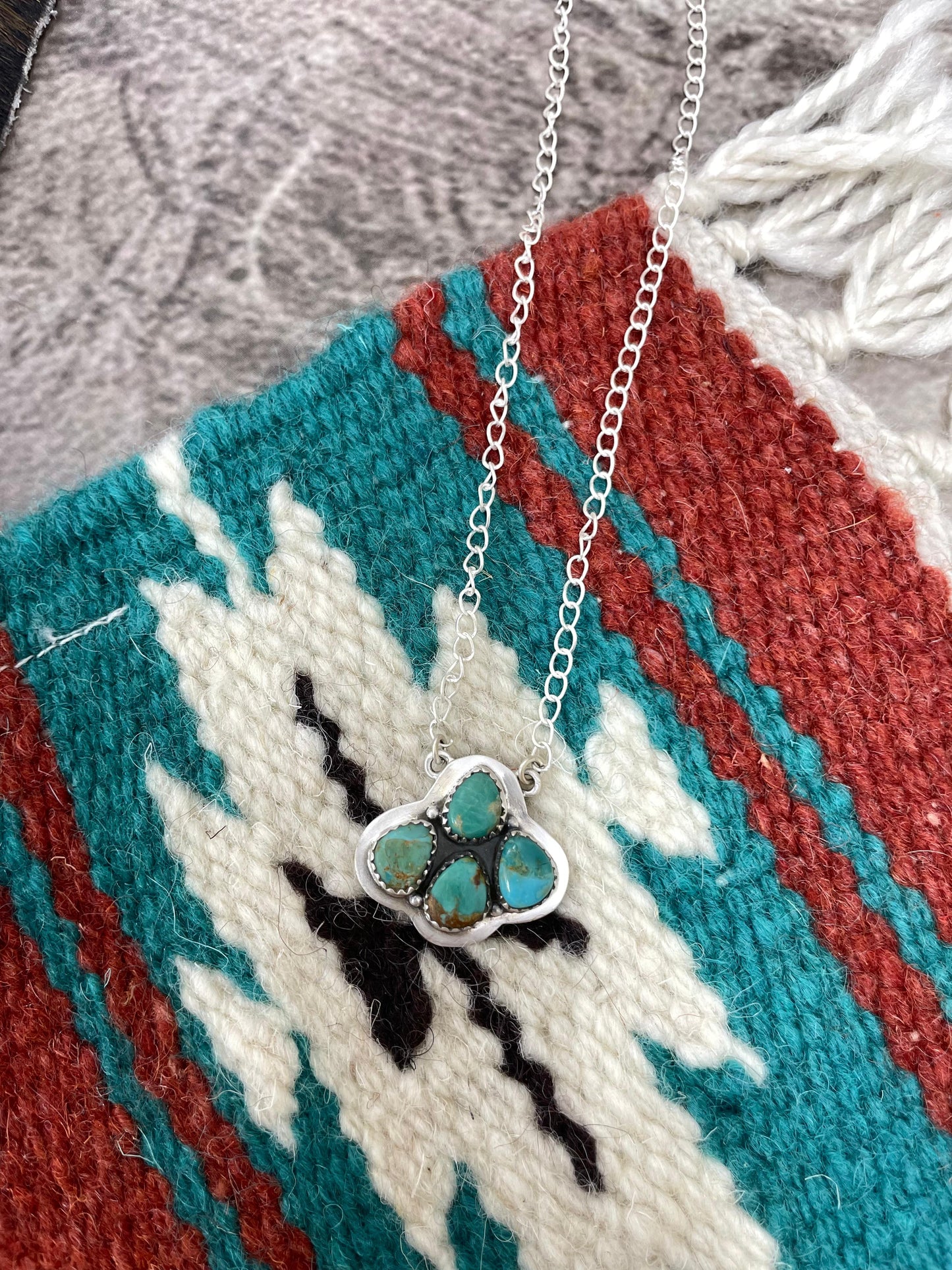 Handmade Sterling Silver Kingman Turquoise Necklace with Signed Nizhoni