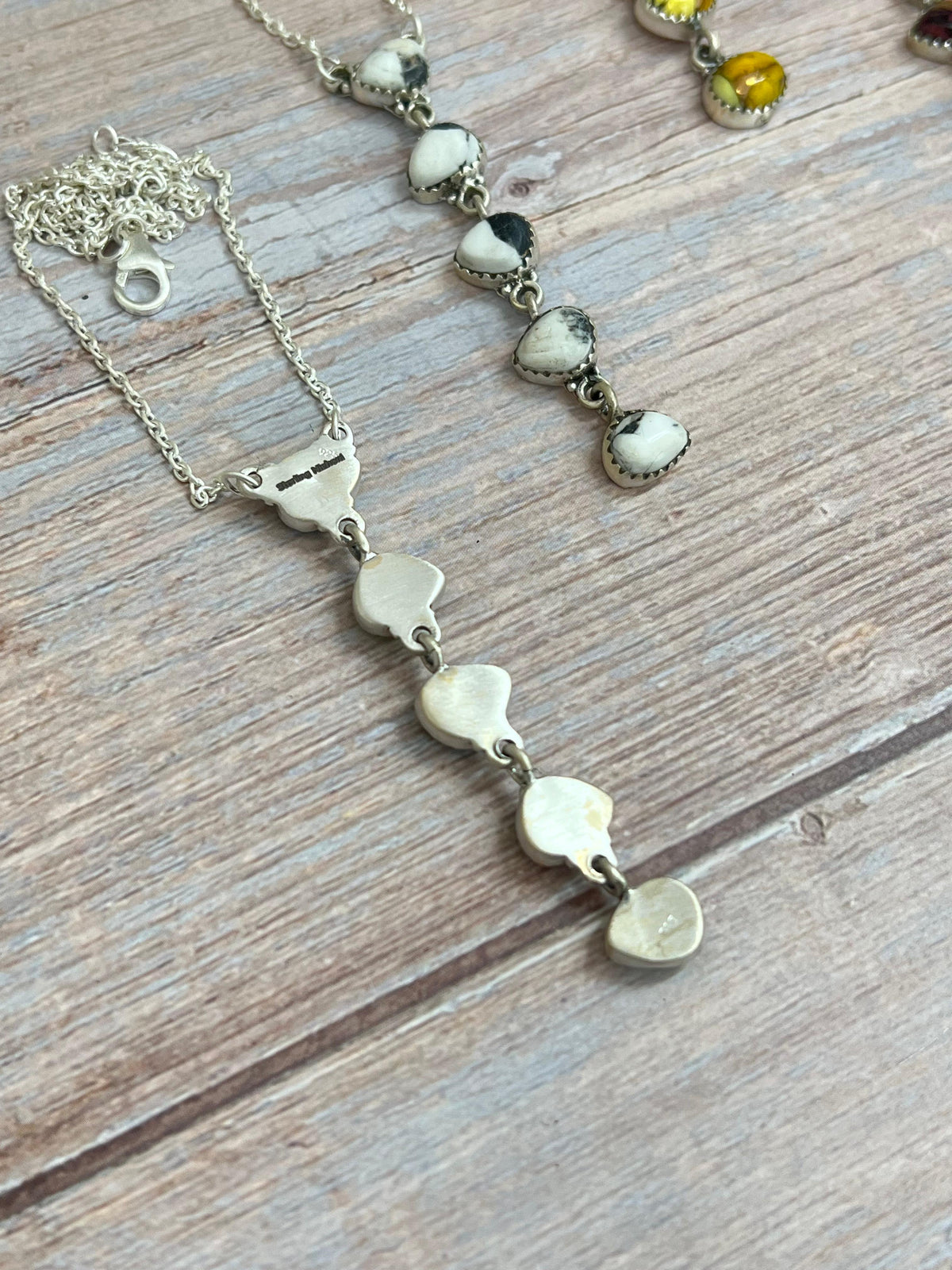 Handmade Sterling Silver Multi Stone Necklace, Signed Nizhoni (7)