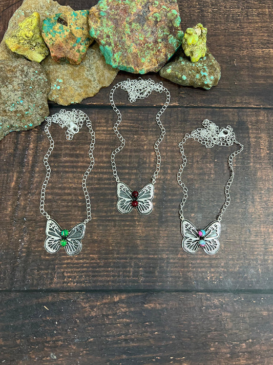 Handmade Sterling Silver Peacock Dahlia, Dahlia Rose, Cotton Candy Necklace with Signed Nizhoni