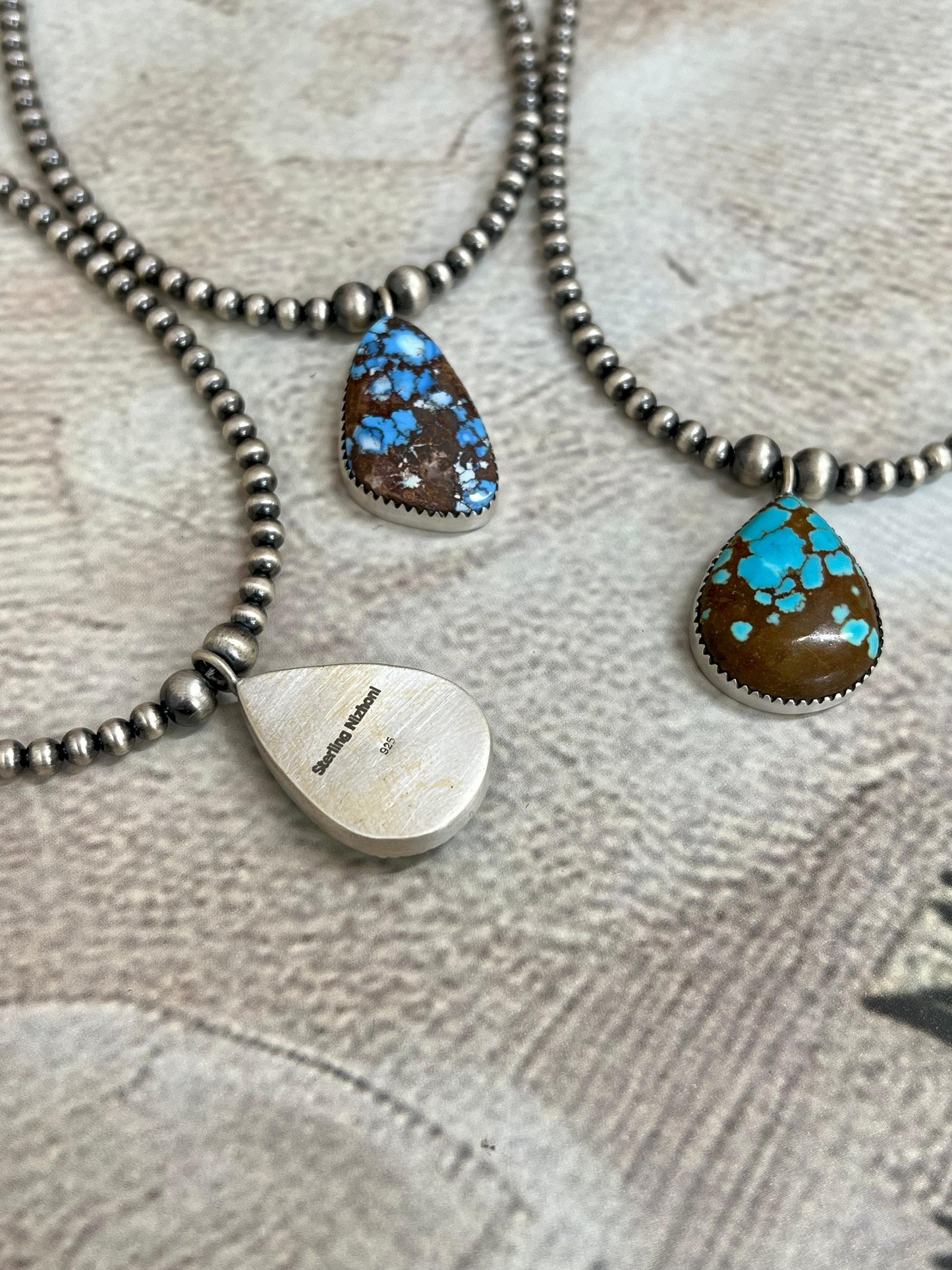 Handmade Sterling Silver Multi Stone Beaded Necklace with Signed Nizhoni (8)