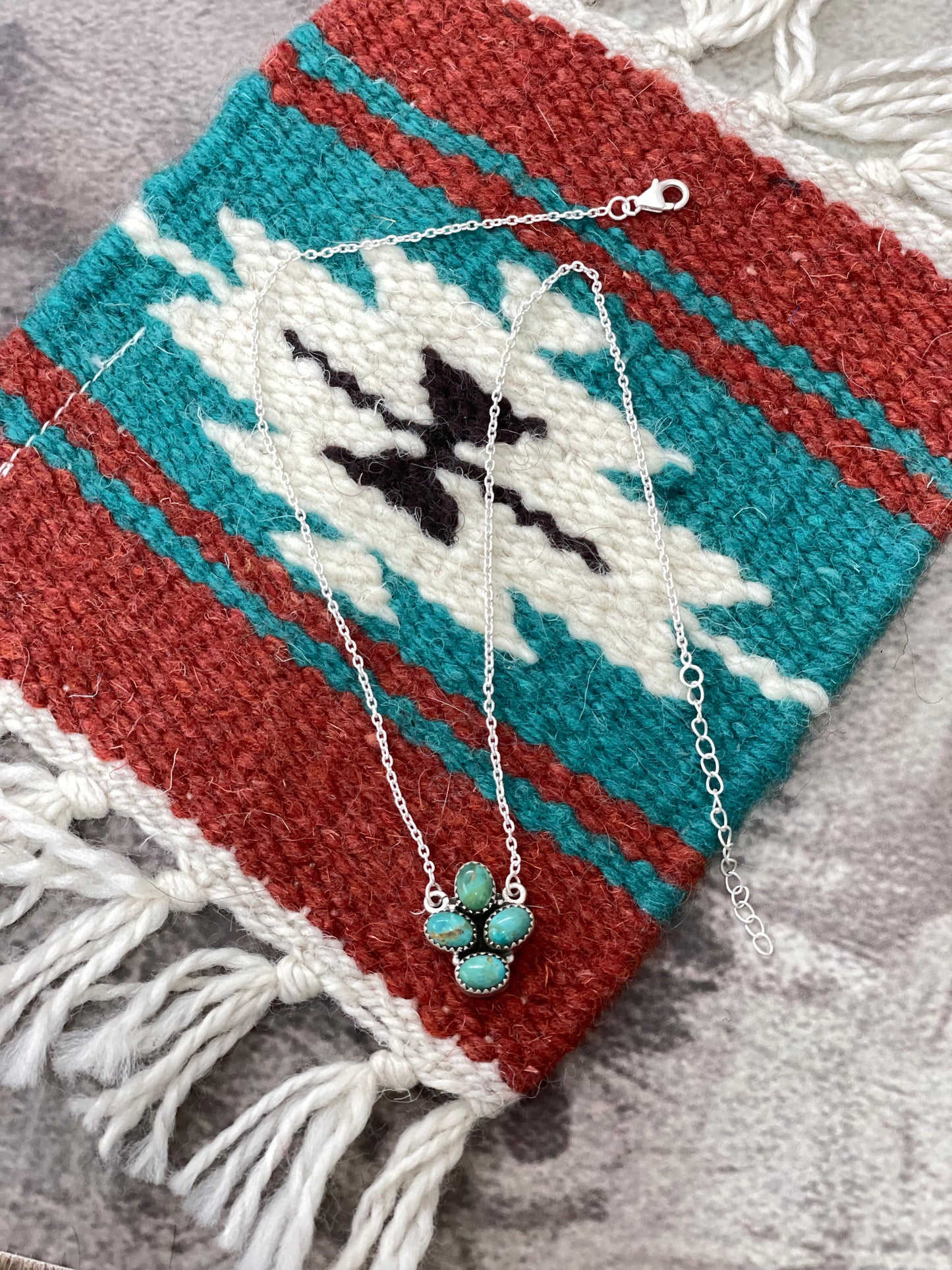 Handmade Sterling Silver Kingman Turquoise Necklace with Signed Nizhoni