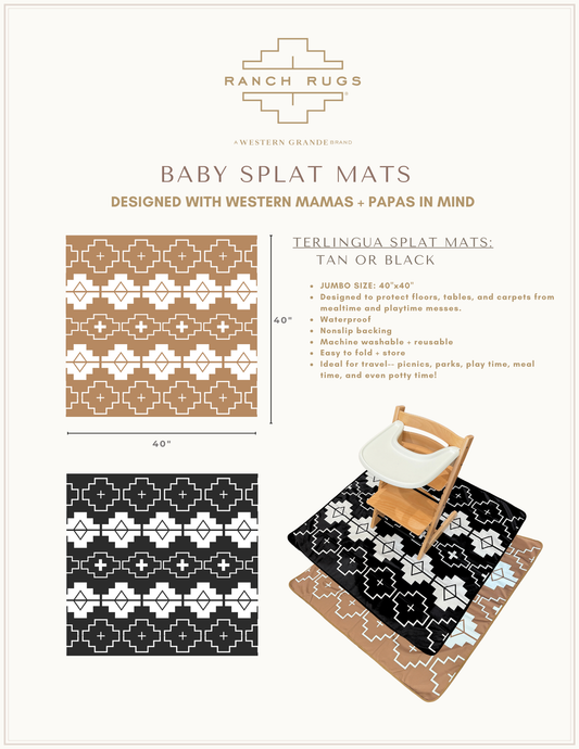 NEW! SPLAT MAT - TAN - for High Chairs + Play Time Messes