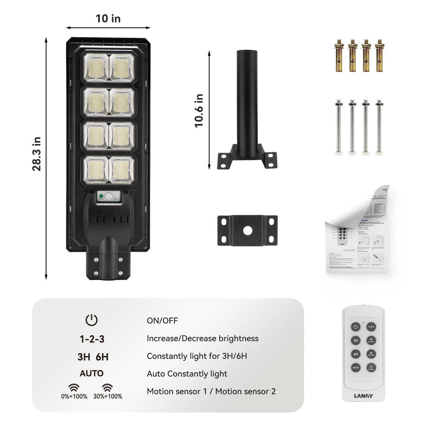 4 Pack Solar Parking lot lights (bracket included)-20,000 lumens
