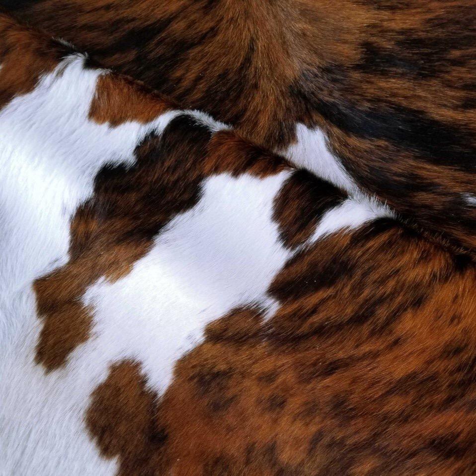 Cowhide Rug Tricolor Brindle Mix