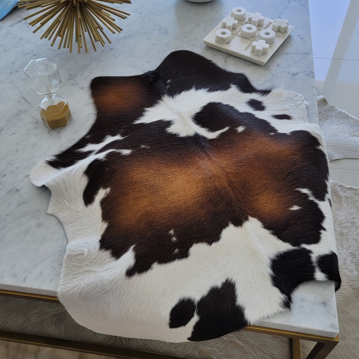 Mahogany and White Calf Hides
