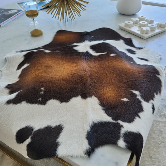 Mahogany and White Calf Hides