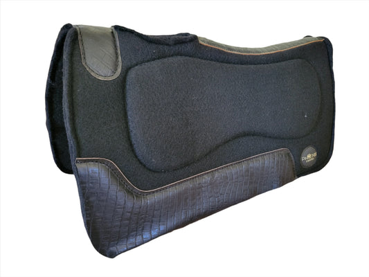 1" thick - 28"Lx30"W - Wool Blend Gel - Black with faux croc