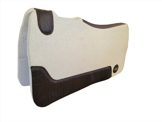 3/4" thick - 28"Lx30"W - Merino Wool - Creme with brown faux Croc