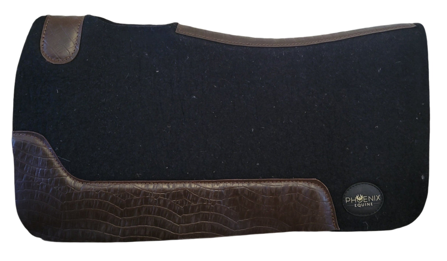 3/4" thick - 28"Lx30"W - Merino Wool - Black with brown faux croc