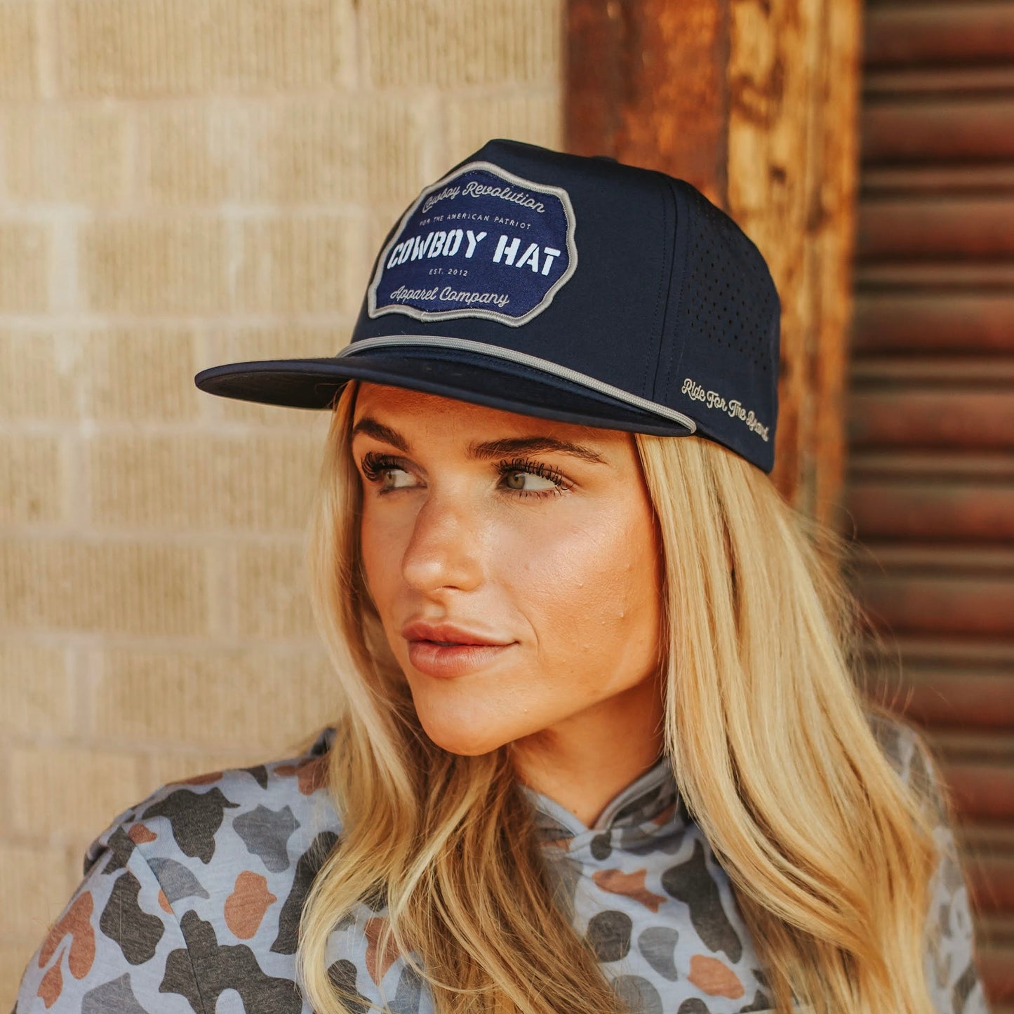 “Cowboy Hat” Performance Patch Rope Hat - Navy Blue