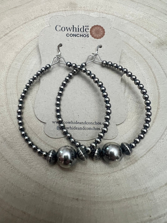 3 mm Sterling Silver Pearl Hoops with 10 mm - 2 inch drop