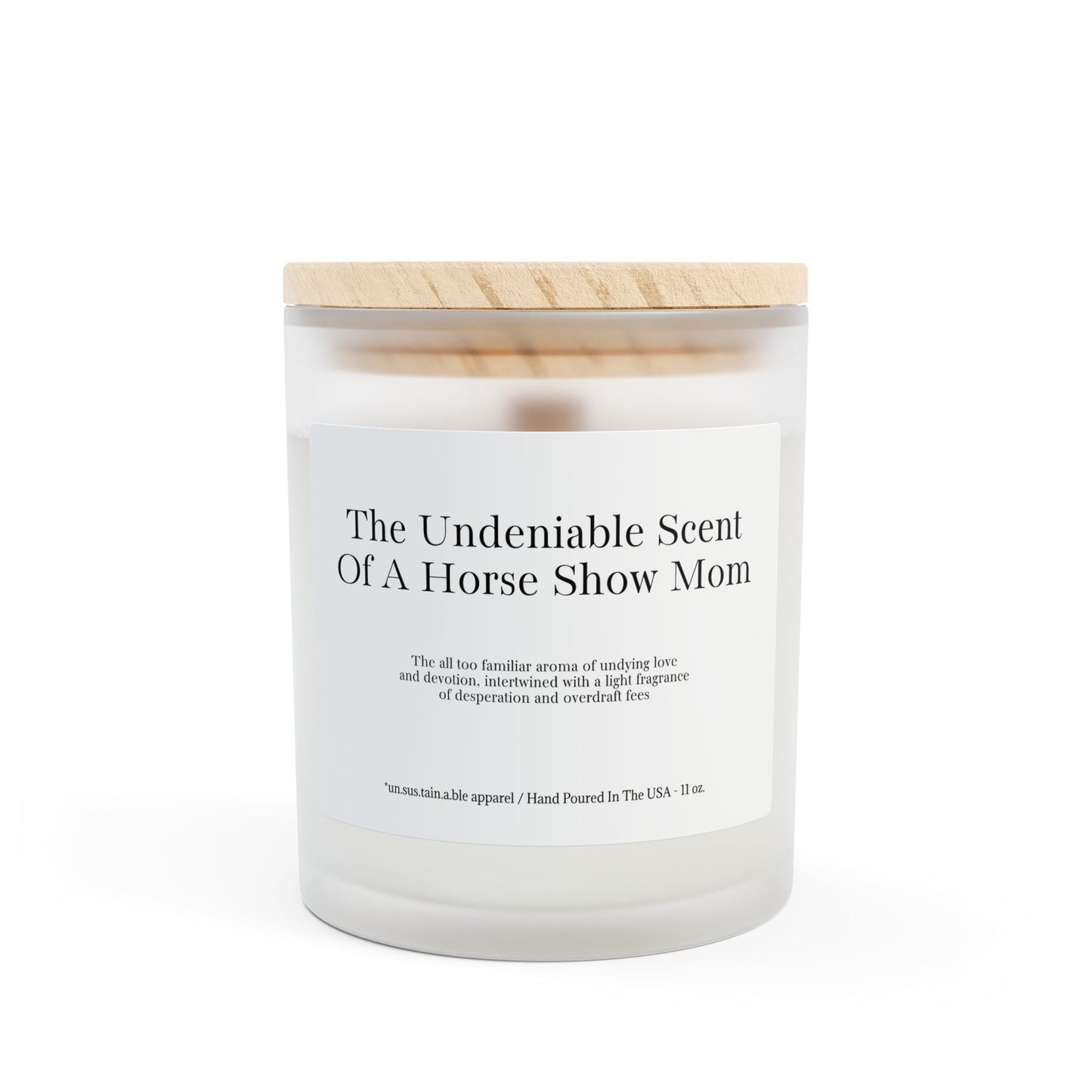 Frosted Glass Candle, 11oz - Undeniable Horse Show Mom Scent