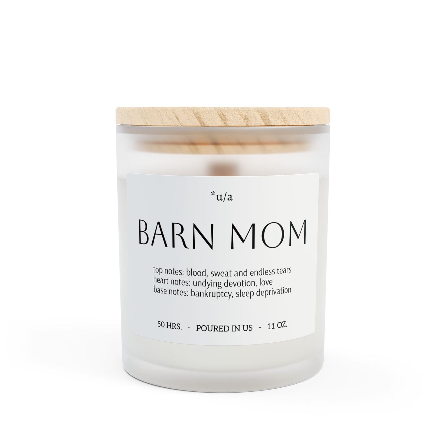 Frosted Glass Candle, 11oz - Barn Mom