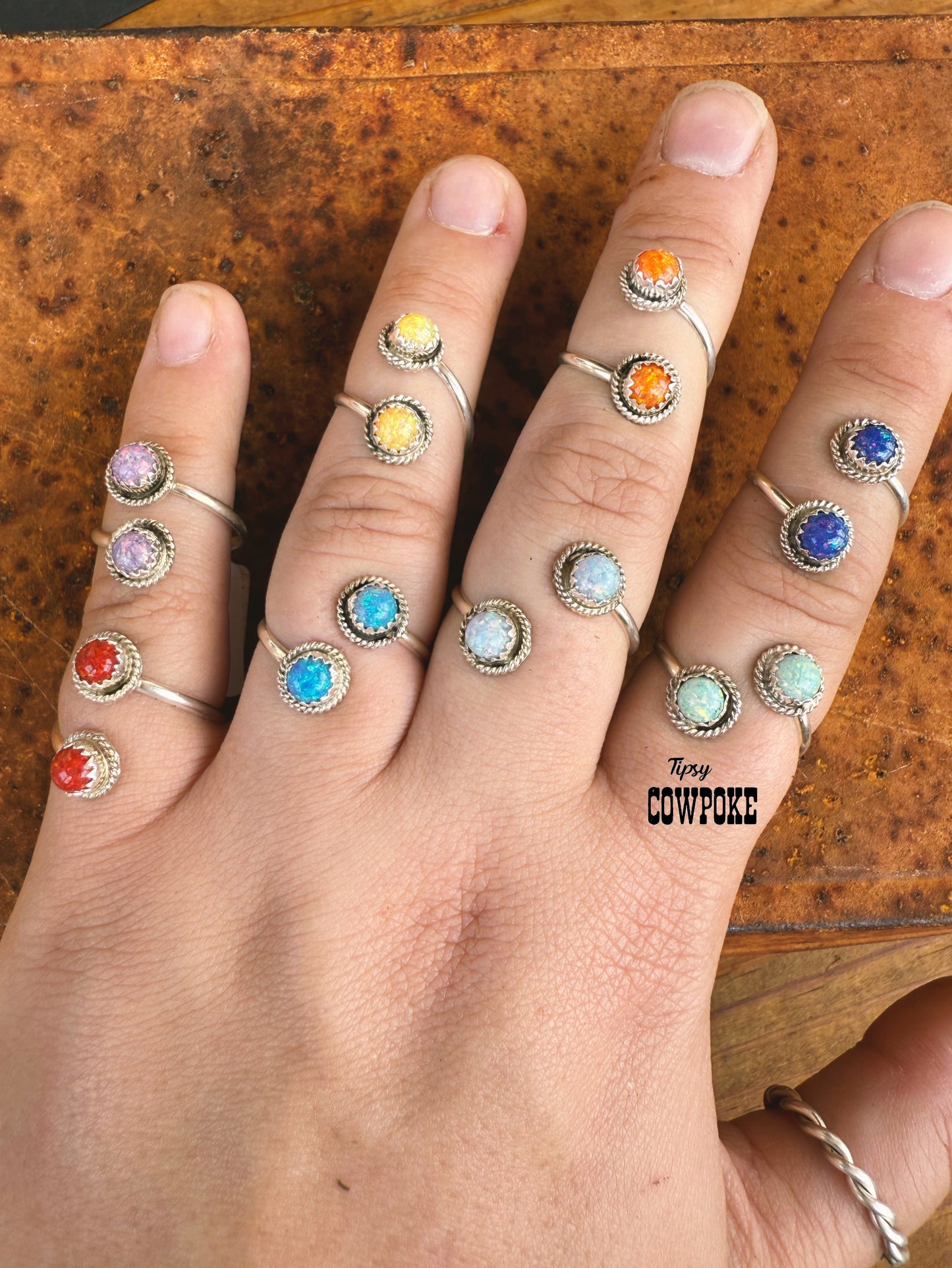 Double Daisy Red Opal Adjustable Ring