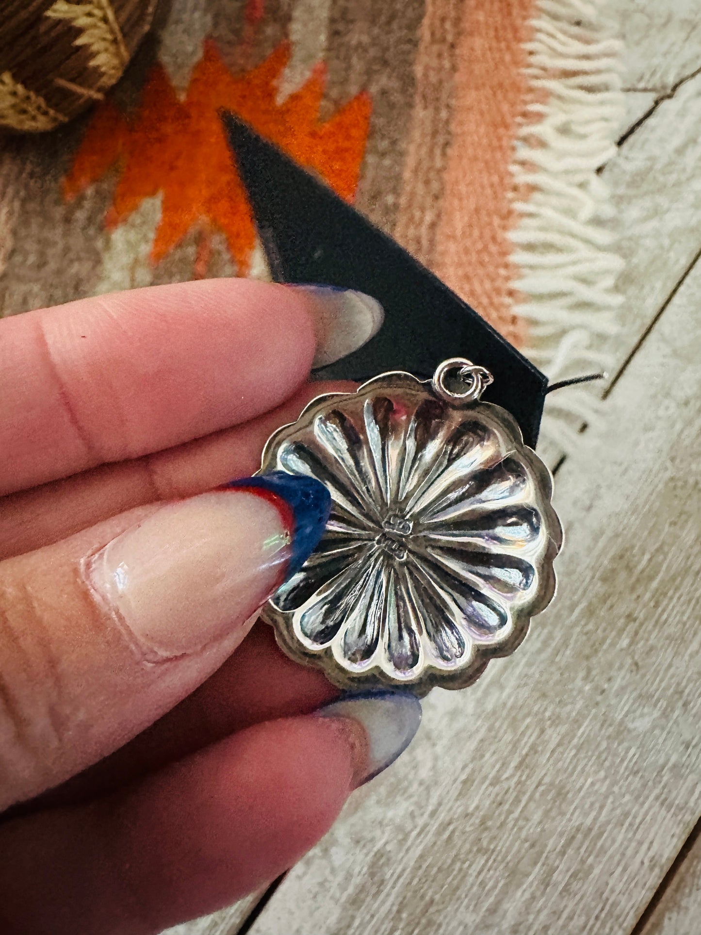 Handcrafted Turquoise & Sterling Silver Concho Dangle Earrings