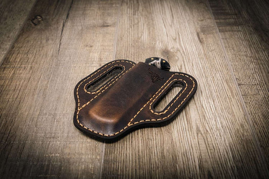 Custom Leather Knife Sheath - Walnut Brown