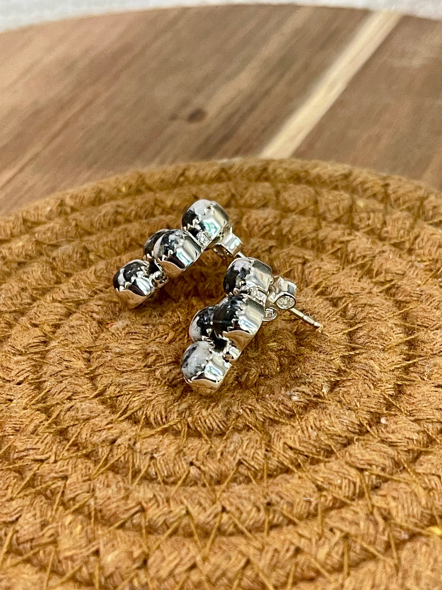 Beautiful Handmade Sterling Silver & White Buffalo Post Earrings