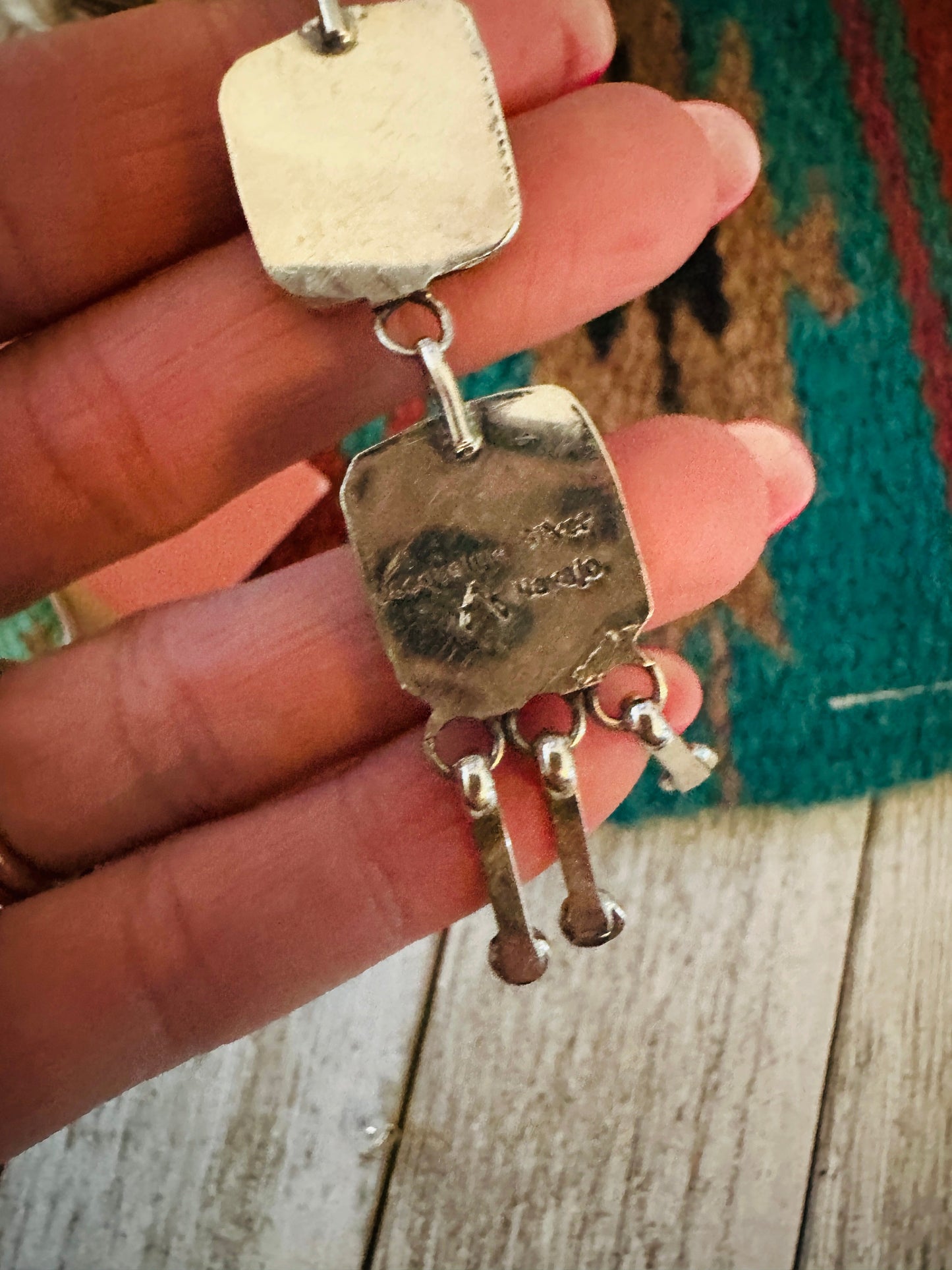 Navajo Royston Turquoise And Sterling Silver Dangle Earrings by Jacqueline Silver