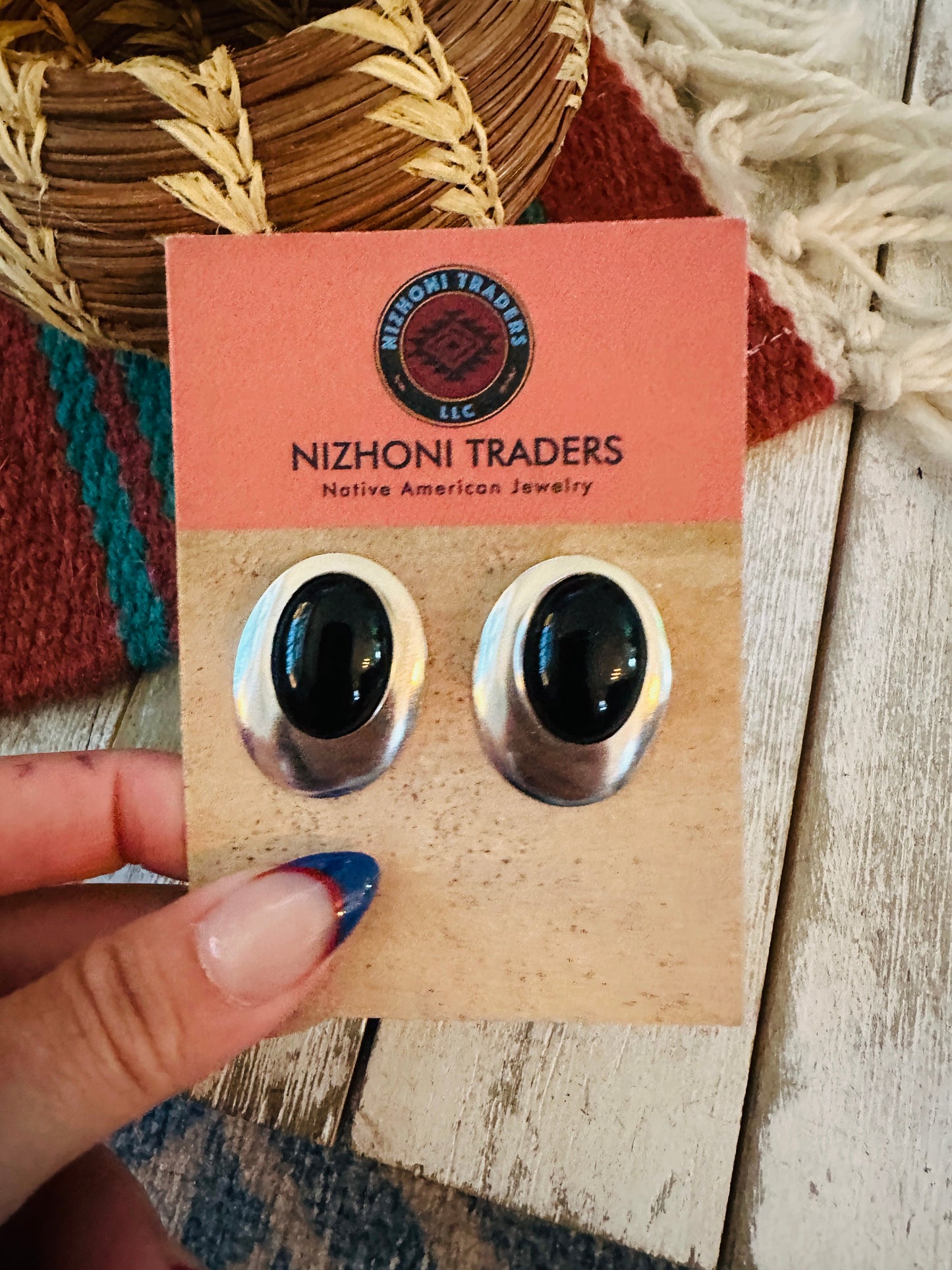 Handcrafted Onyx & Sterling Silver Post Earrings
