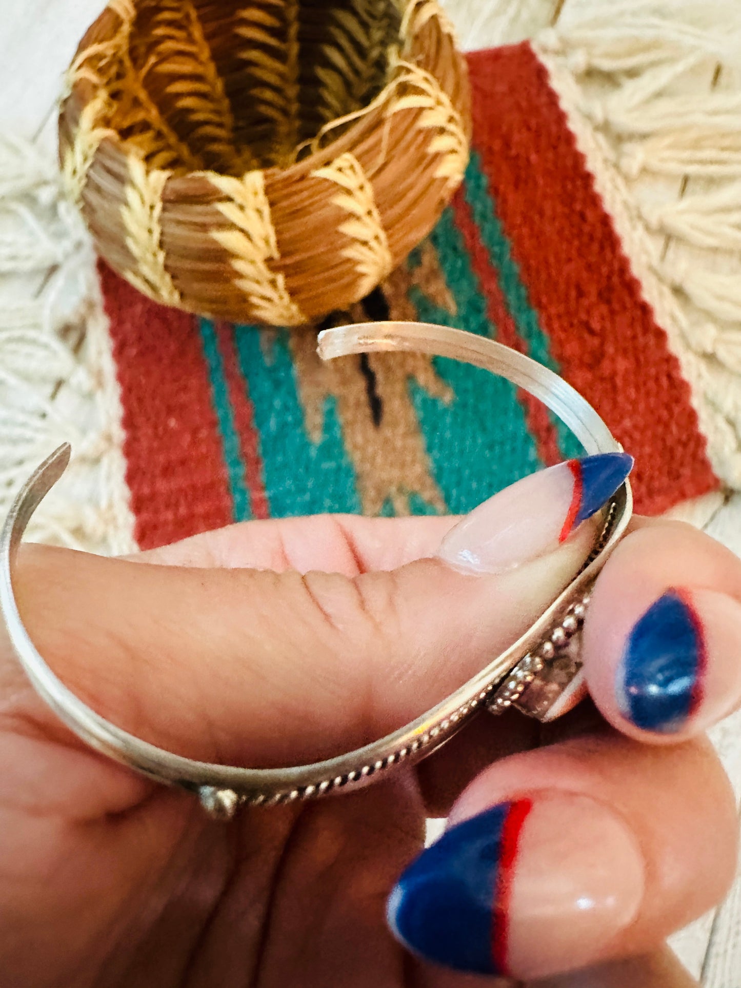 Navajo Sterling Silver & Queen Pink Conch Cuff Bracelet