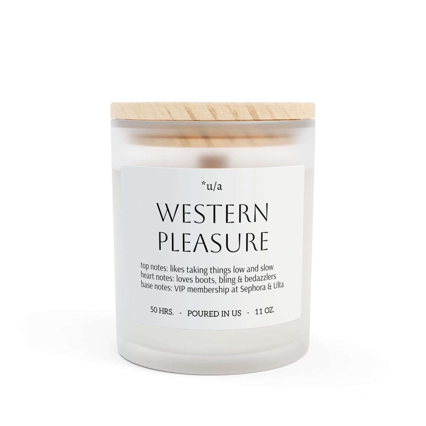 Frosted Glass Candle, 11oz - Western Pleasure