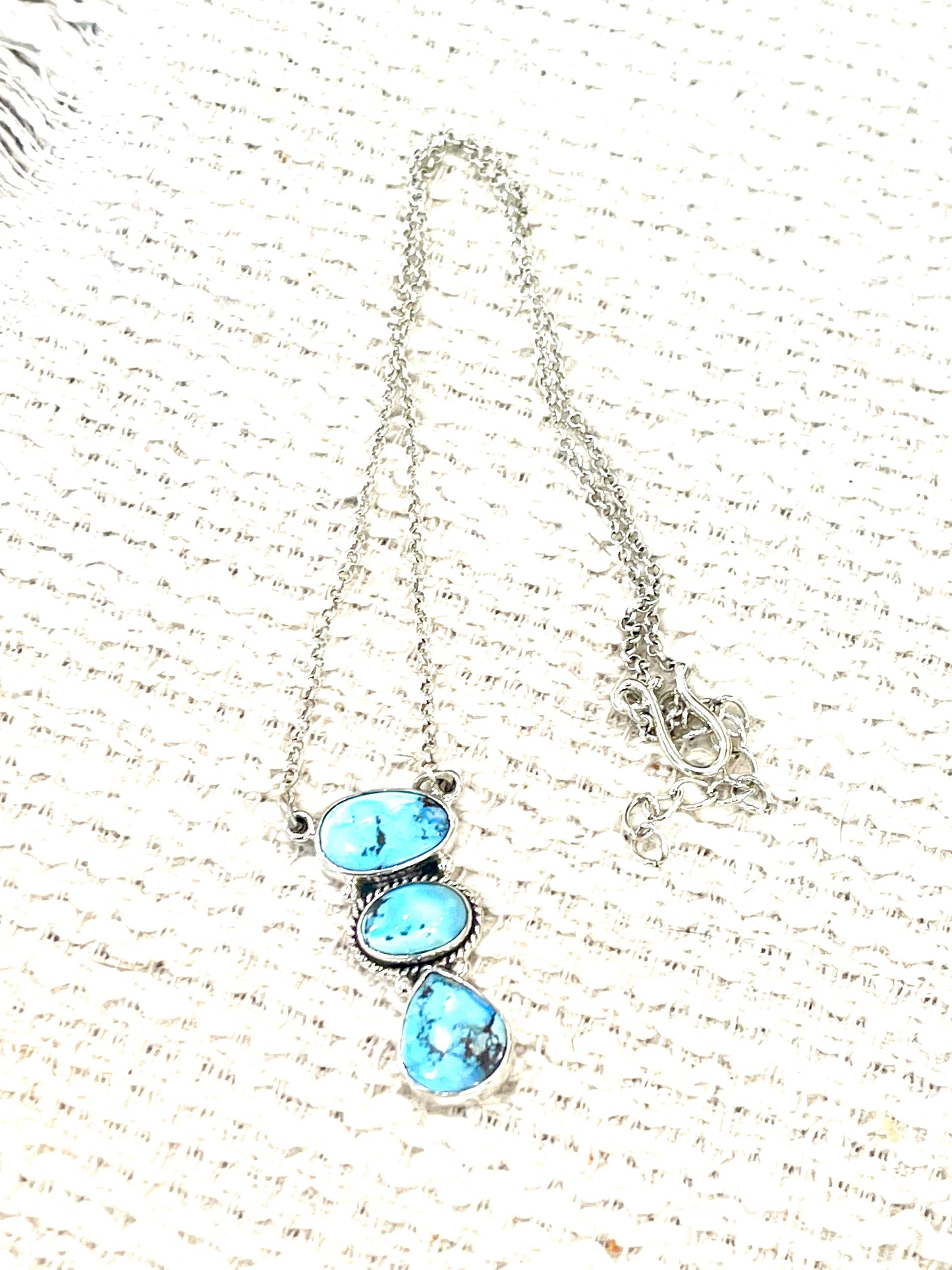 Handcrafted Sterling Silver & Golden Hills 3 Stone Necklace