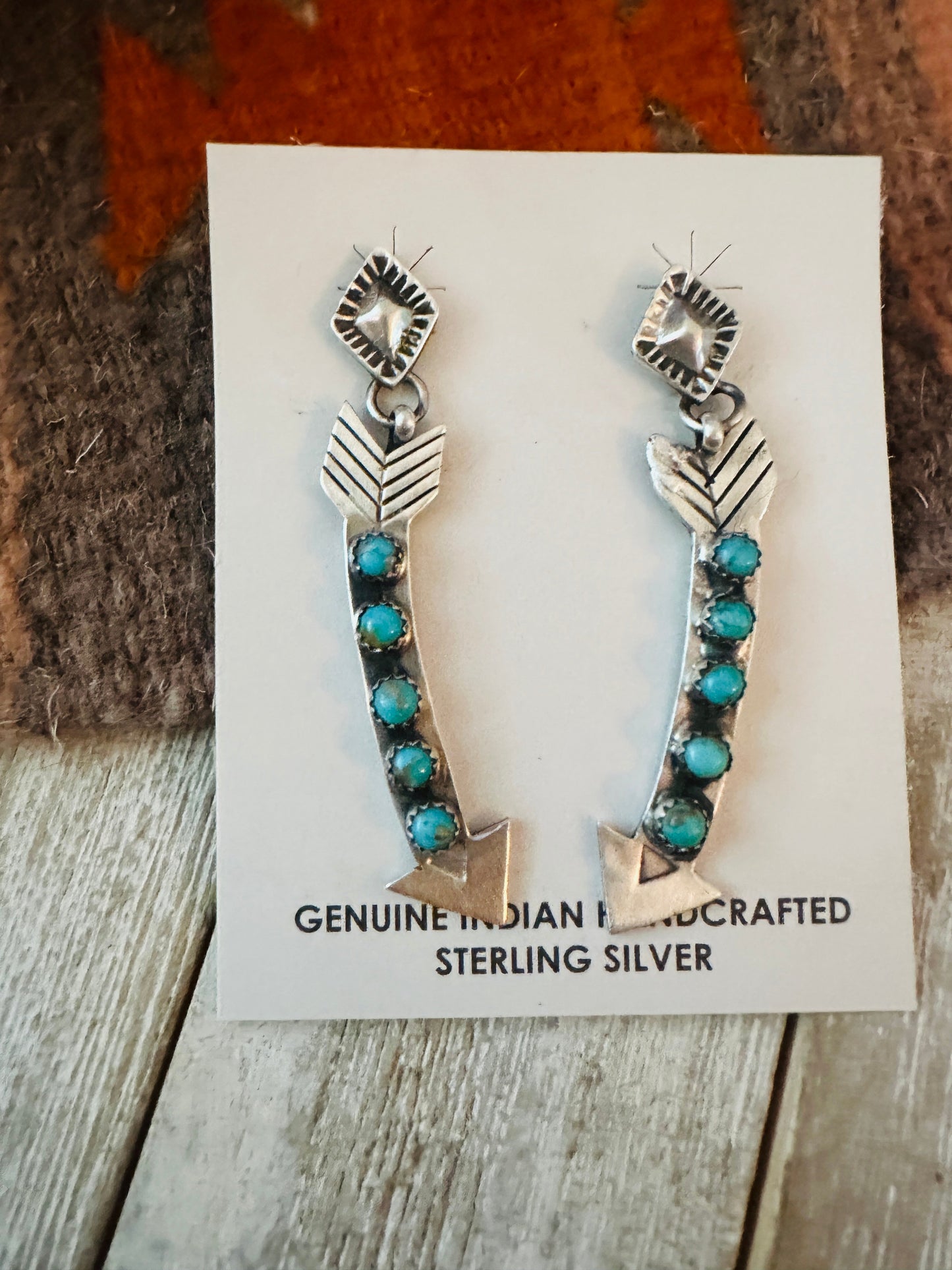 Handcrafted Sterling Silver & Turquoise Arrow Dangle Earrings