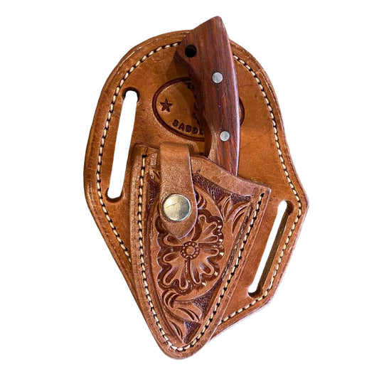 Tan Floral Knife Sheath with Knife