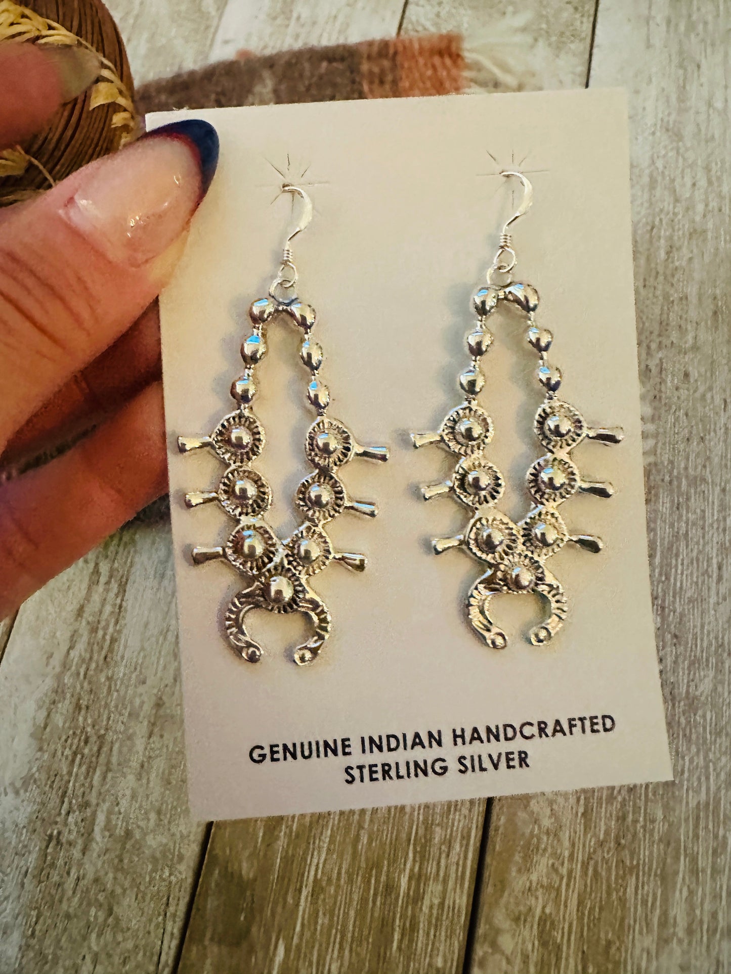 Handcrafted Sterling Silver Squash Blossom Earrings