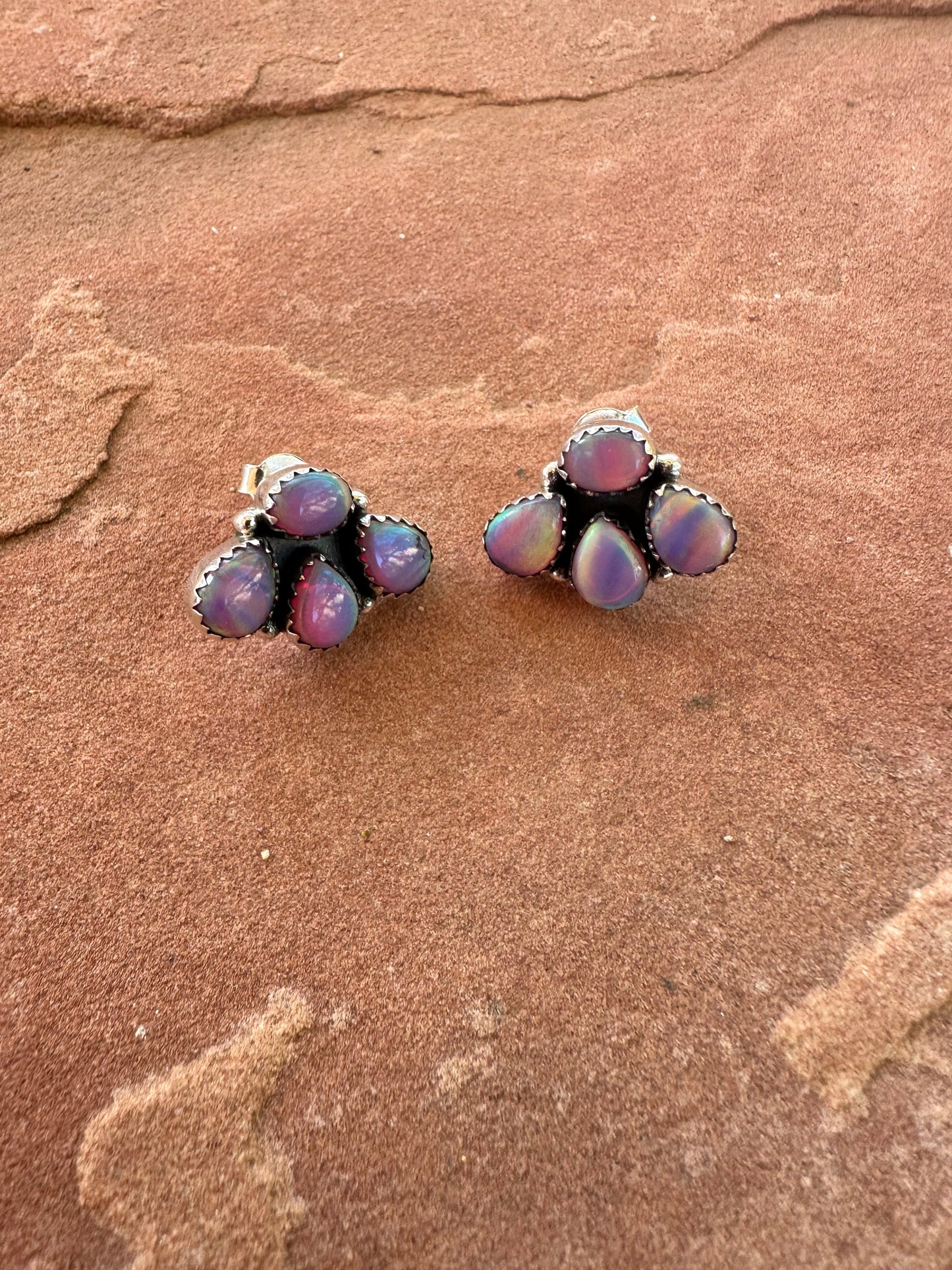 Nizhoni “The Backroads” MINIS Pink Opal & Sterling Silver 4 Stone Earrings Handmade