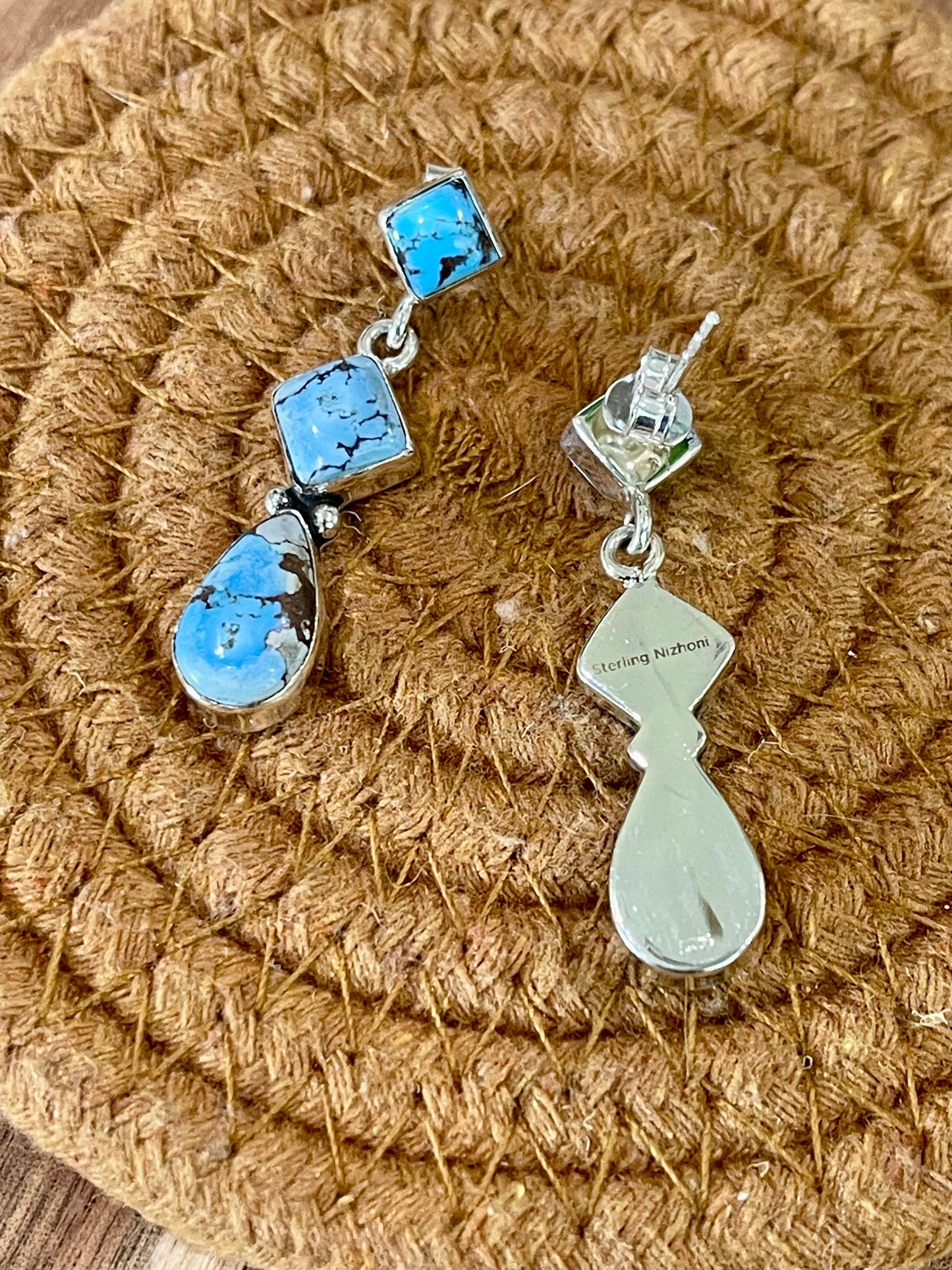 Handcrafted Sterling Silver & Golden Hills Post Dangle Earrings