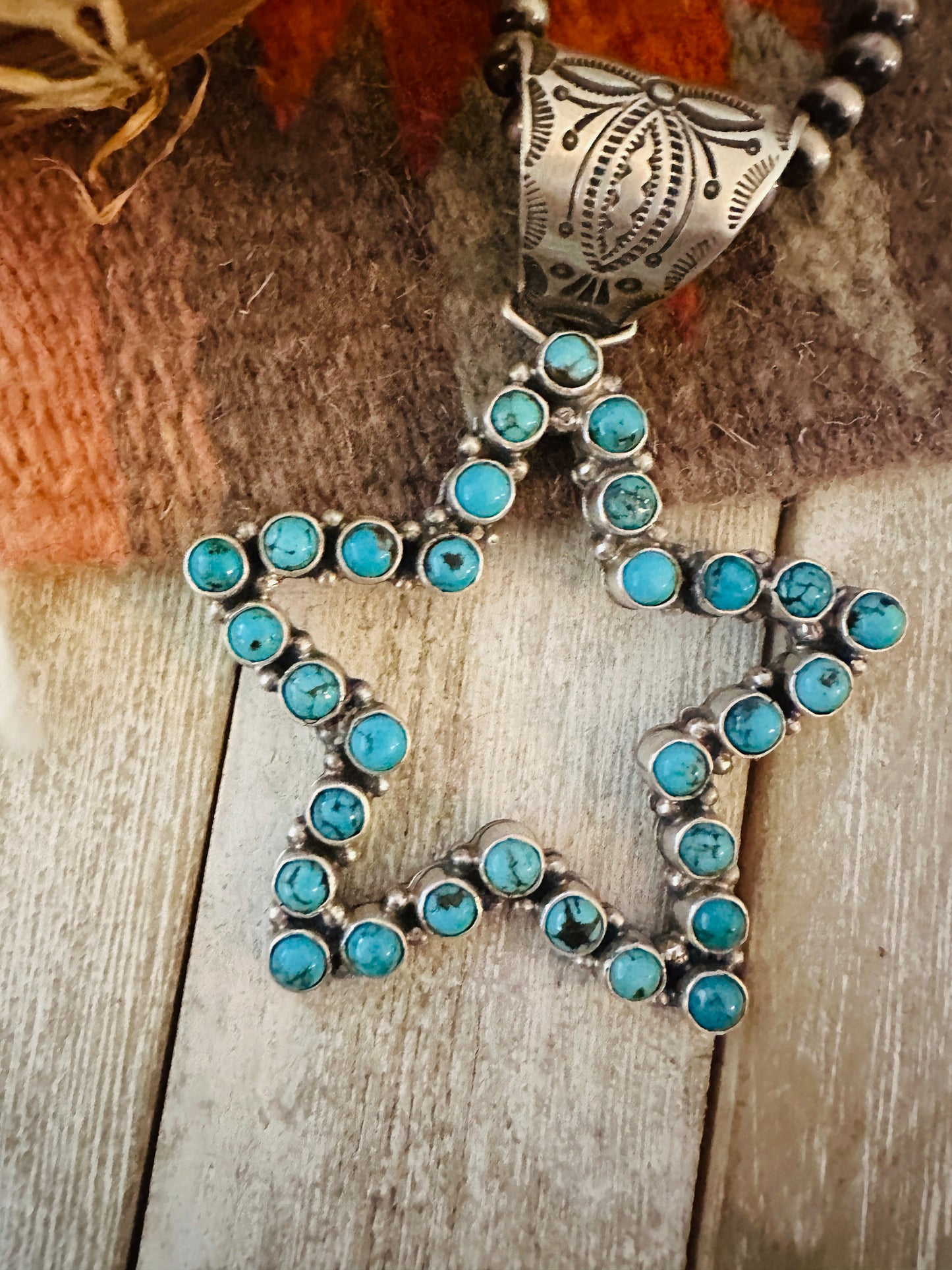 Handcrafted Turquoise and Sterling Silver Star Pendant by Charles Johnson