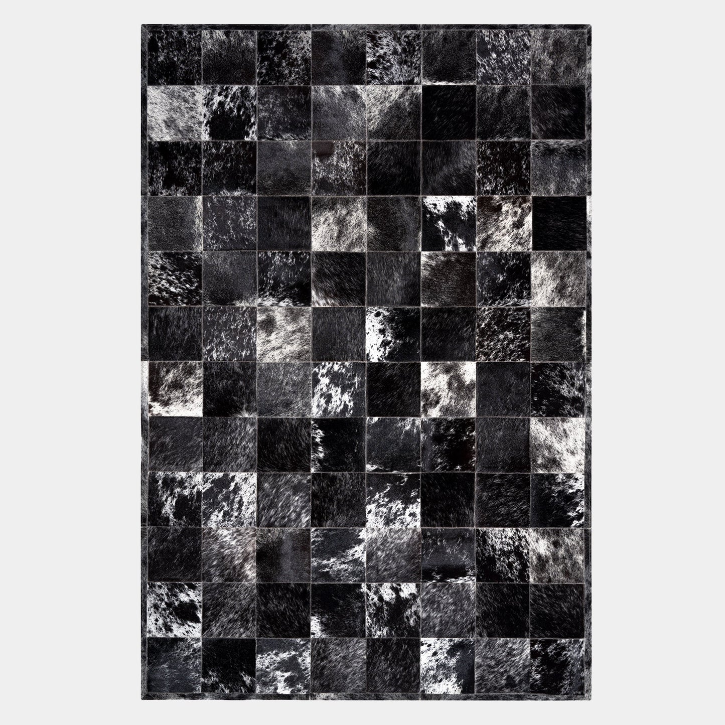 Black Salt and Pepper Patchwork Cowhide Rug
