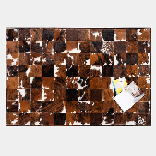 Tricolor Patchwork Cowhide Rug