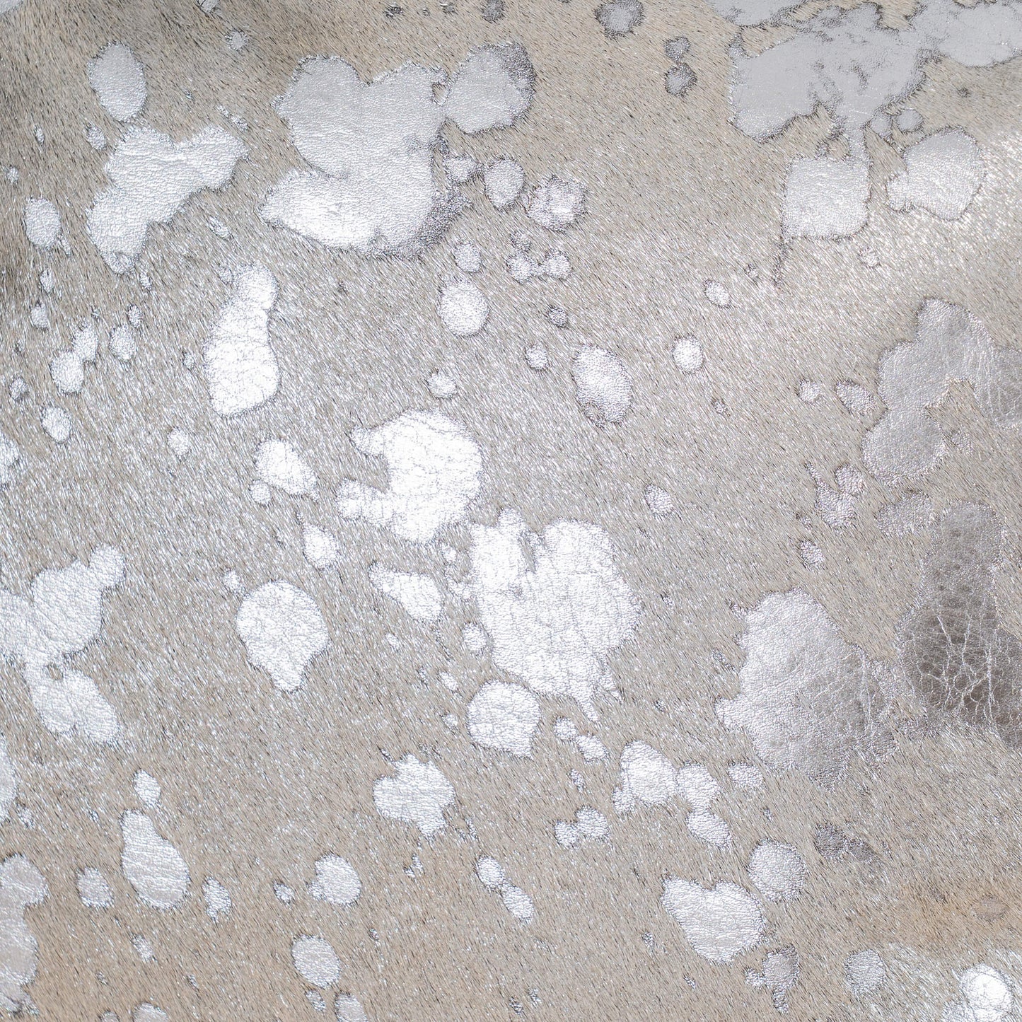 Metallic Silver Cowhide Pillow