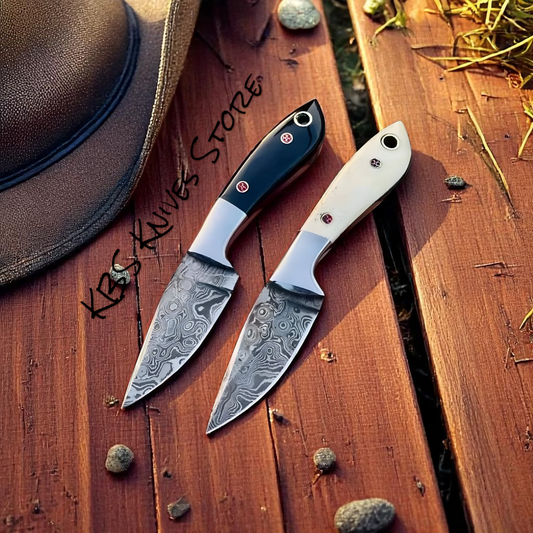 Custom 3 Inch Cowboy EDC Damascus Knife - Bone Handle Western Everyday Carry