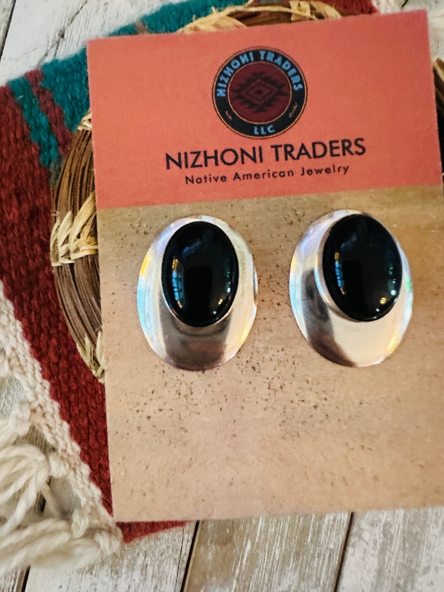 Handcrafted Onyx & Sterling Silver Post Earrings