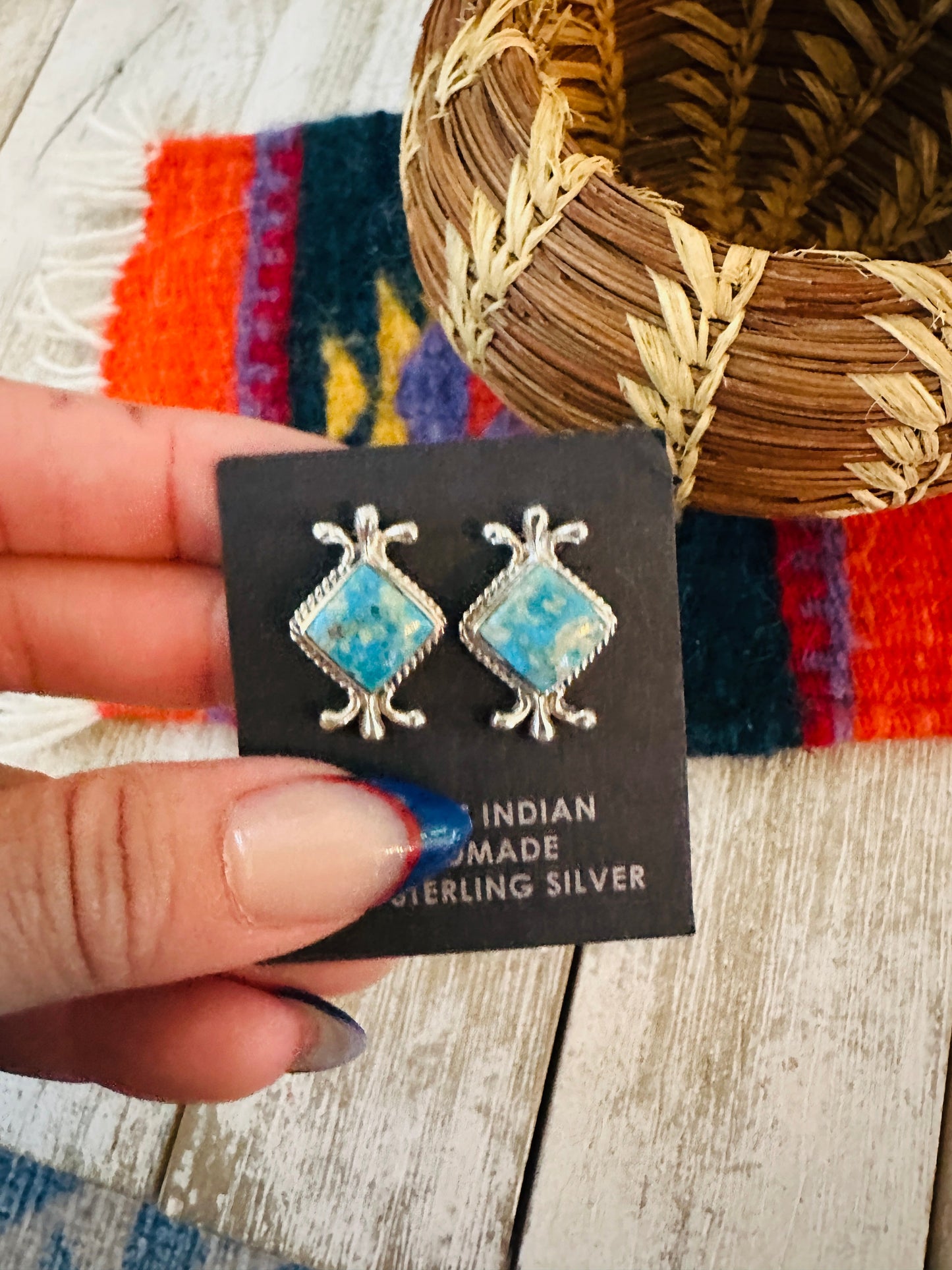 Navajo Sterling Silver & Turquoise Post Earrings