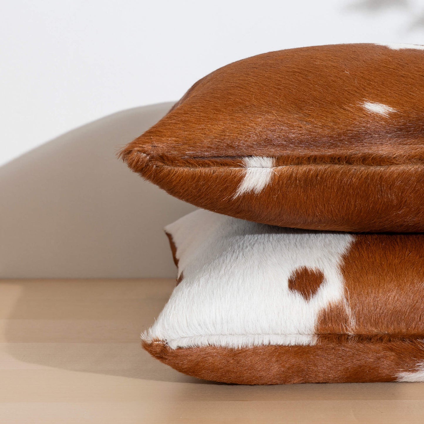 Brown and White Cowhide Pillow
